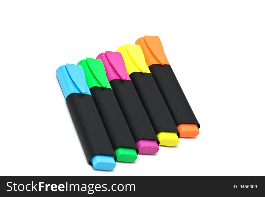 Photo of five colorful highlighters