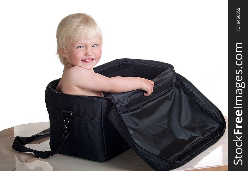 Cute child into bag