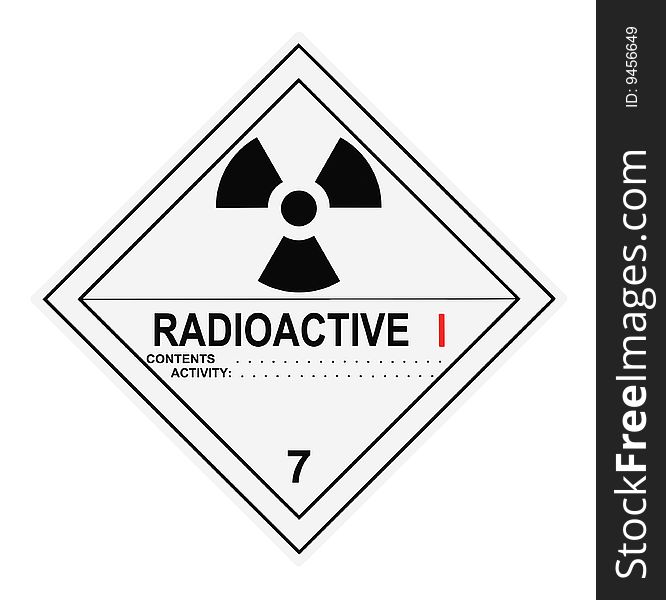 United States Department of Transportation radioactive warning label islolated on white