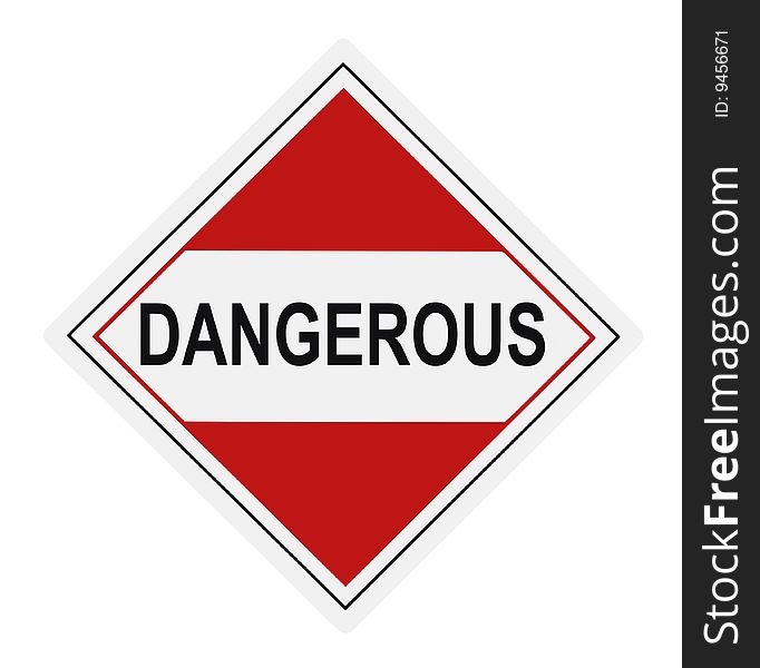 United States Department of Transportation dangerous warning label isolated on white