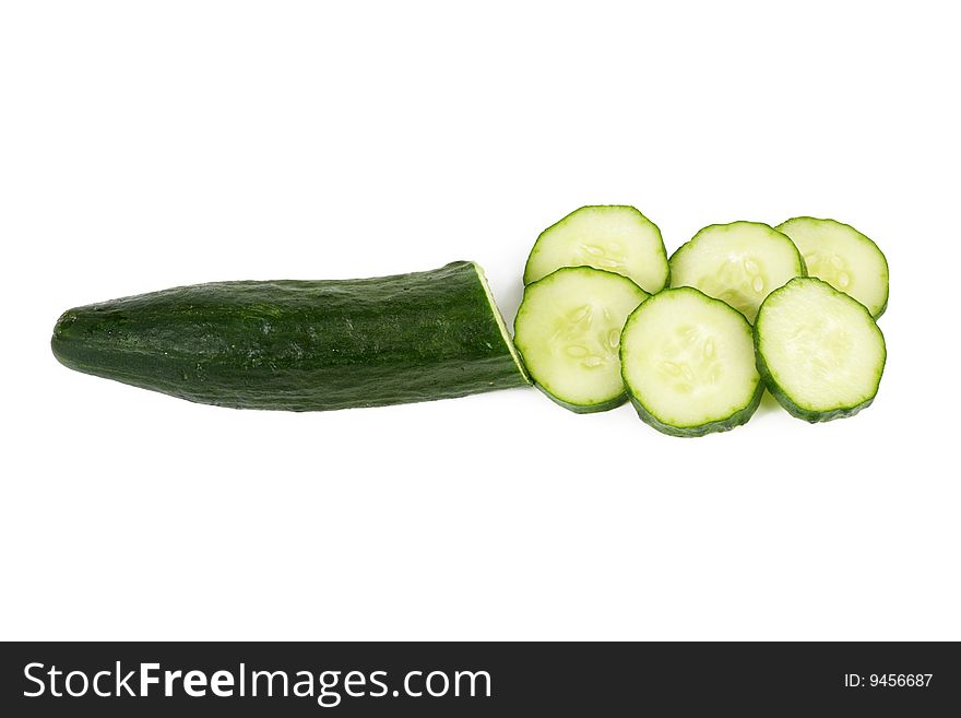 Cucumber and slices isolated