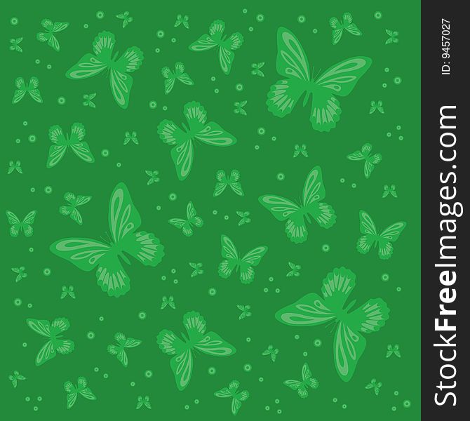 Green decorative butterflies for a background. Green decorative butterflies for a background