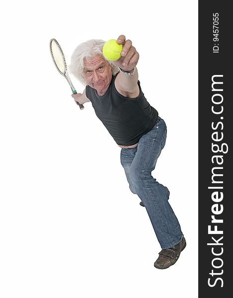 Older active man playing tennis. Older active man playing tennis