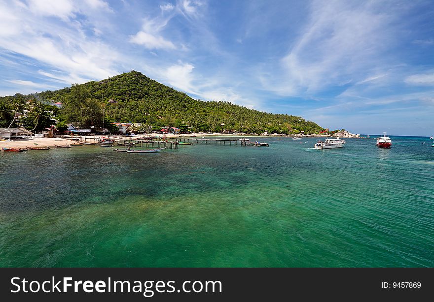 Beautiful bay at koh tao in thailand with boats and clear water. Beautiful bay at koh tao in thailand with boats and clear water