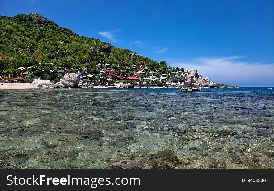 Clear water bay with reef