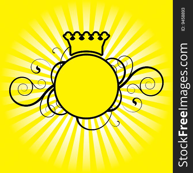 Circle with decorative elements on a yellow background. Circle with decorative elements on a yellow background