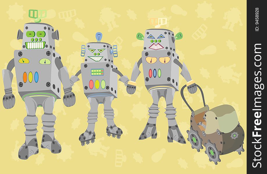 Happy family of robots