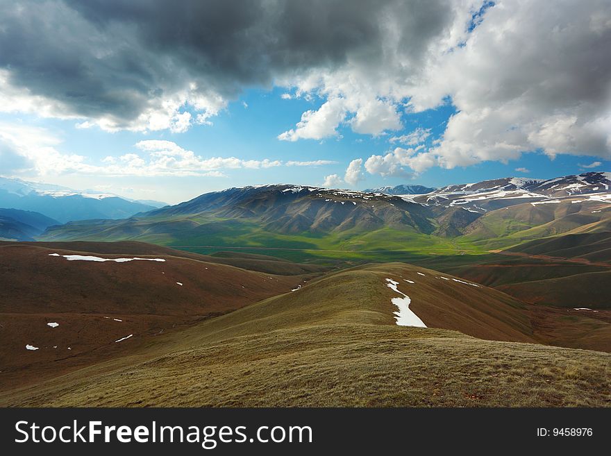 Mountain a landscape with clouds. Mountain a landscape with clouds