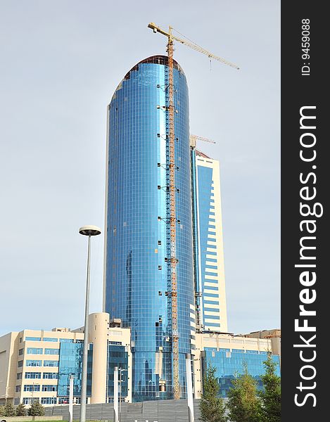 Construction of modern office building