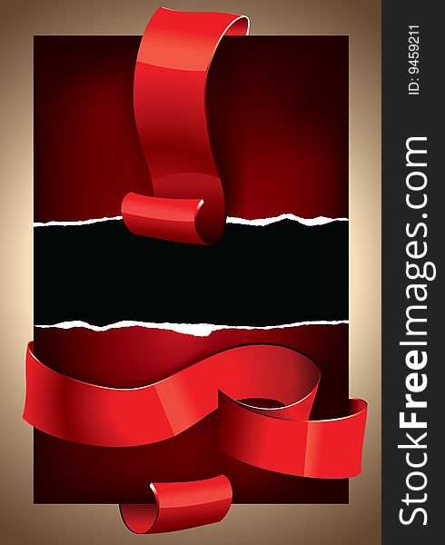 Background with glossy red ribbons and place for your text