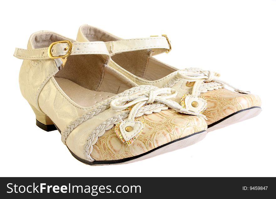 Children's shoes for the girl on a white background.
