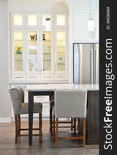 The interior of a modern kitchen.