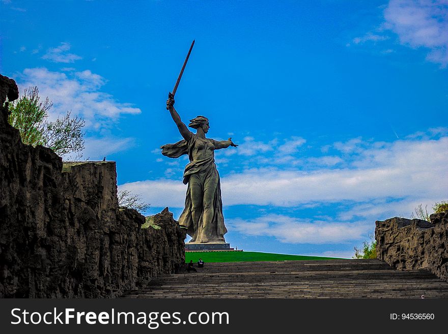 The Motherland Calls statue in Mamayev Kurgan in Volgograd, Russia,