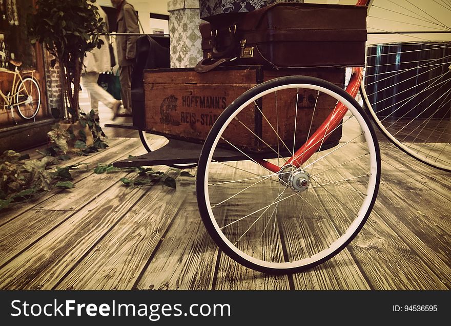 Bike with luggage on the carrier.