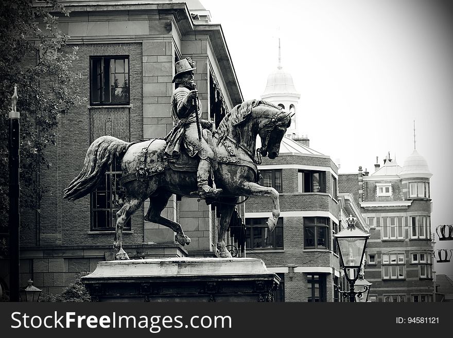 Statue of King William II at the Noordeinde Palace in The Hague in Netherlands.