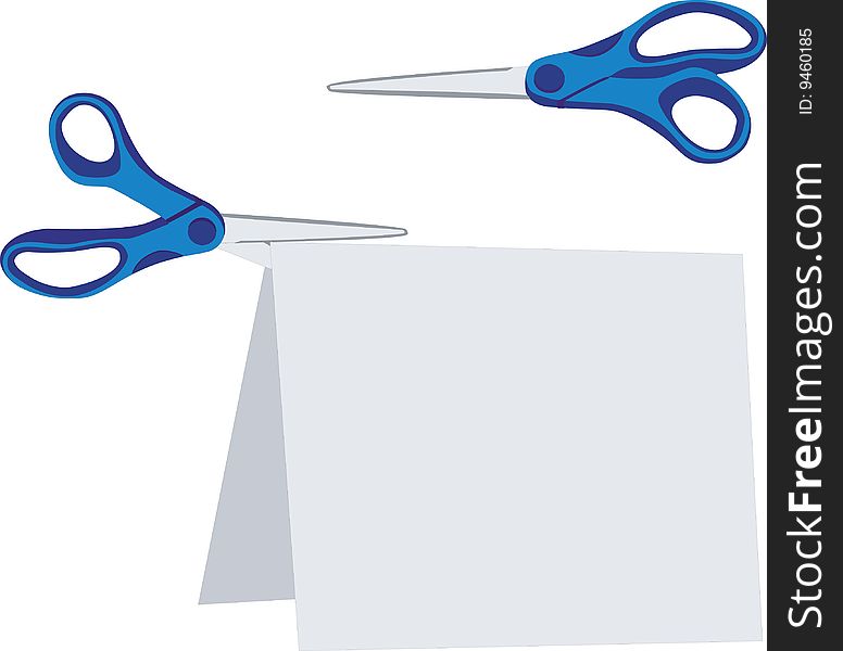 Scissors and paper in color. Scissors and paper in color