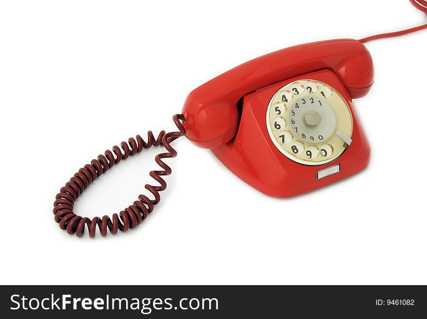 Old vintage telephone isolated in white background. Old vintage telephone isolated in white background