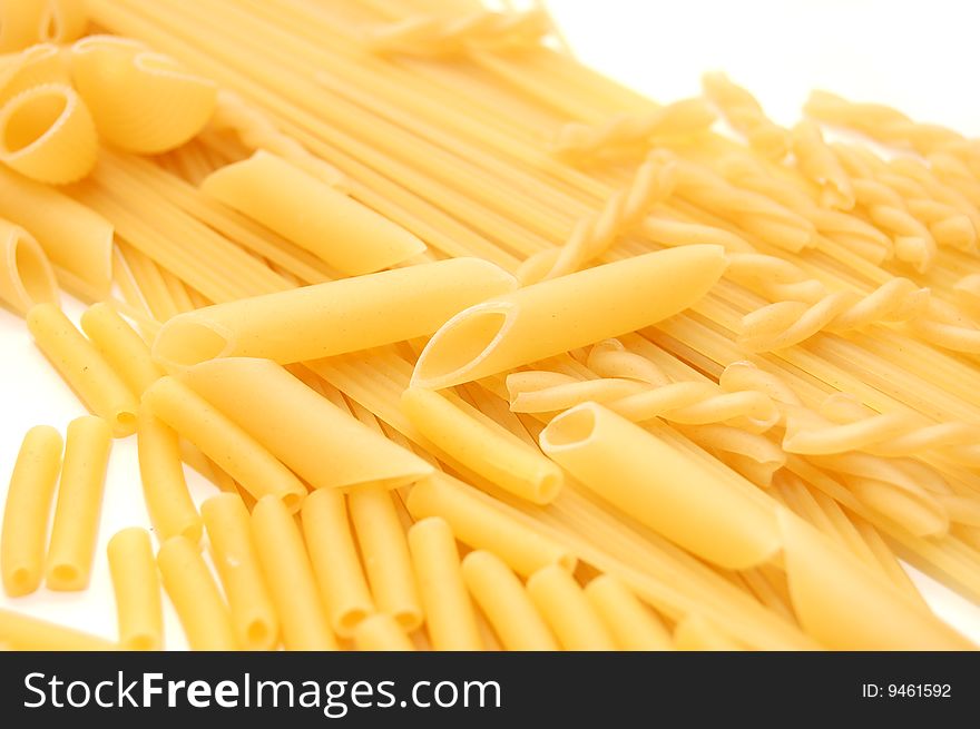 Various shapes of pasta background