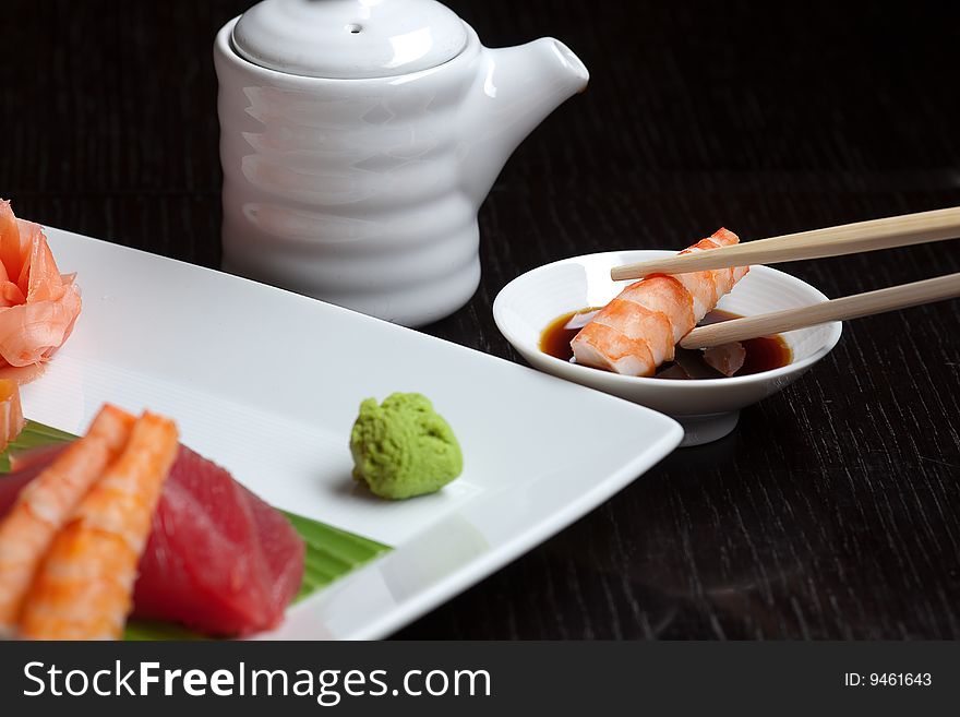 Assortment of Japanese Sushi, traditional food