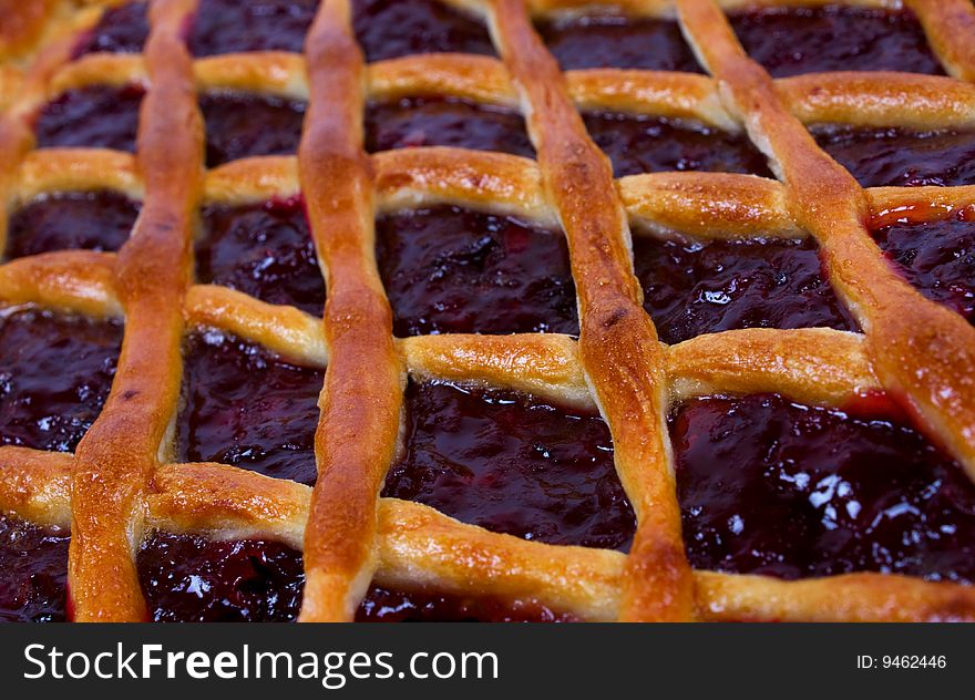 Close-up of a pie with jam. Close-up of a pie with jam.