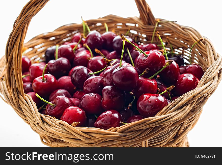 Basket with cherries