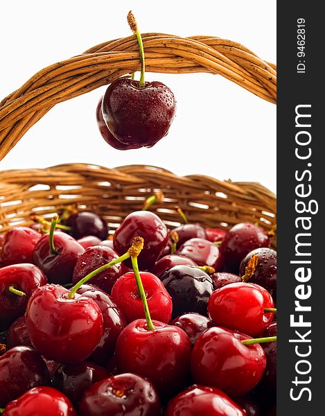 Basket with cherries