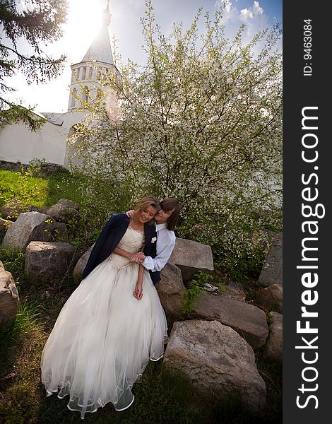 Attractive couple on their wedding day