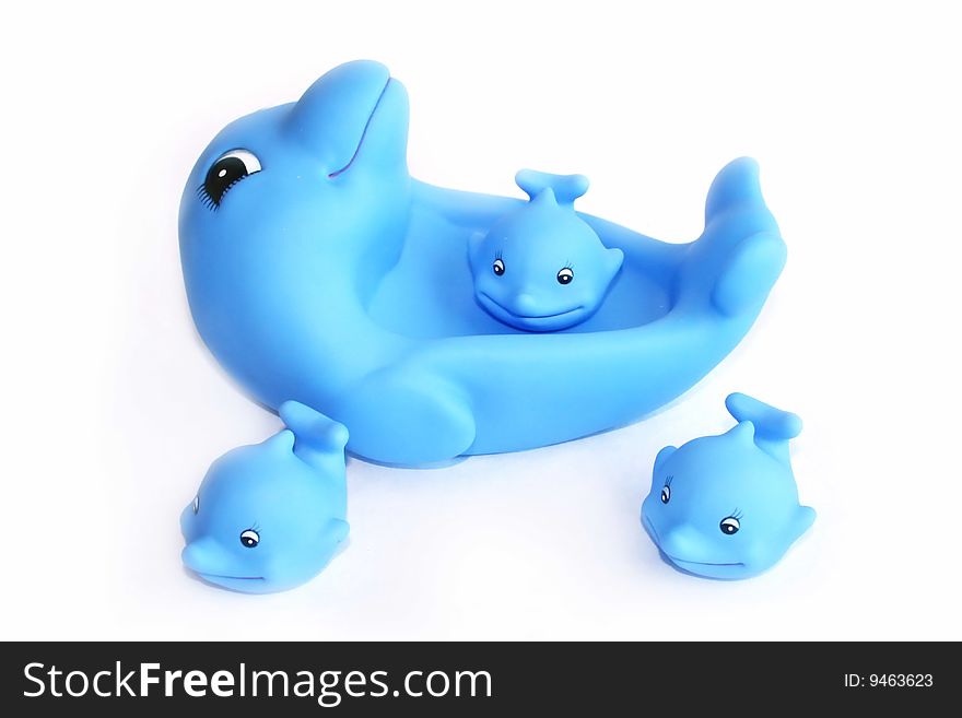 Rubber blue dolphin for in the bathtub. Rubber blue dolphin for in the bathtub
