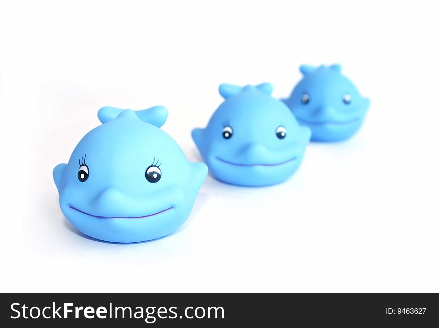 Rubber blue dolphin for in the bathtub. Rubber blue dolphin for in the bathtub