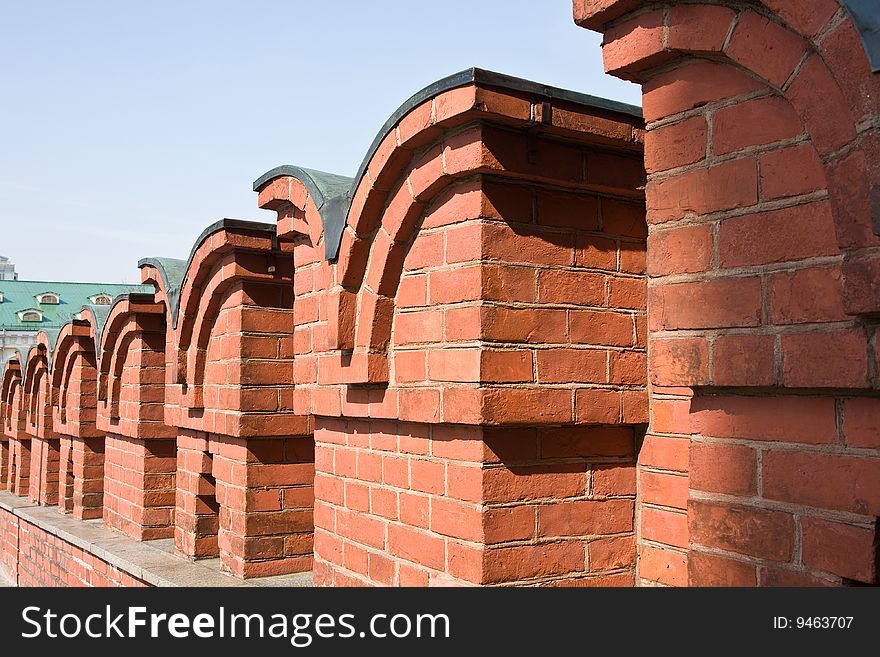 Wall of the Kremlin, Moscow, Russia, is photographed in the afternoon. Wall of the Kremlin, Moscow, Russia, is photographed in the afternoon.