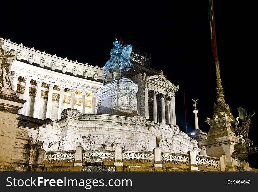 Monument to Vittorio Emanuele II at night, Rome It