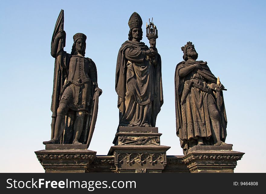 Three Statues On The Charles Bridge