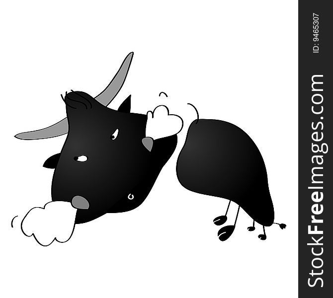 A childish vector illustration of a bull isolated on white background.