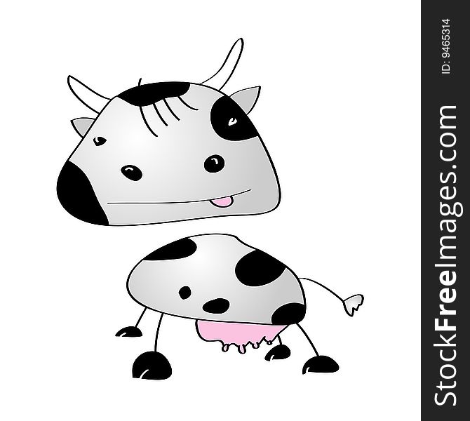 A childish vector illustration of a cow isolated on white background.