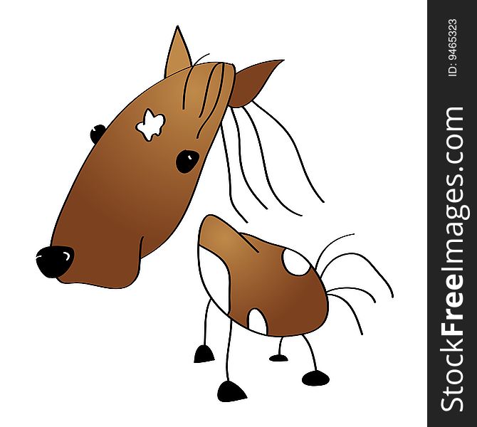 A childish vector illustration of a horse isolated on white background.