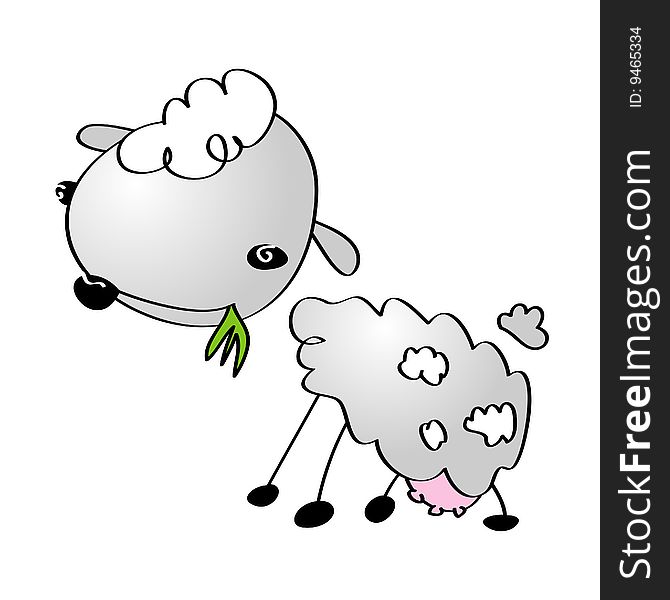 A childish vector illustration of a sheep isolated on white background.