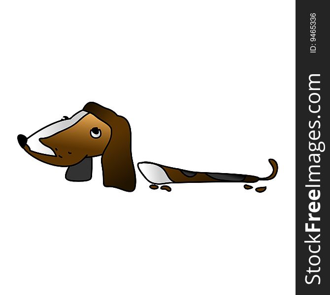 A childish vector illustration of a basset hound dog isolated on white background.