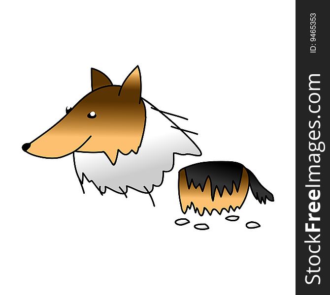 A childish vector illustration of a collie dog isolated on white background.