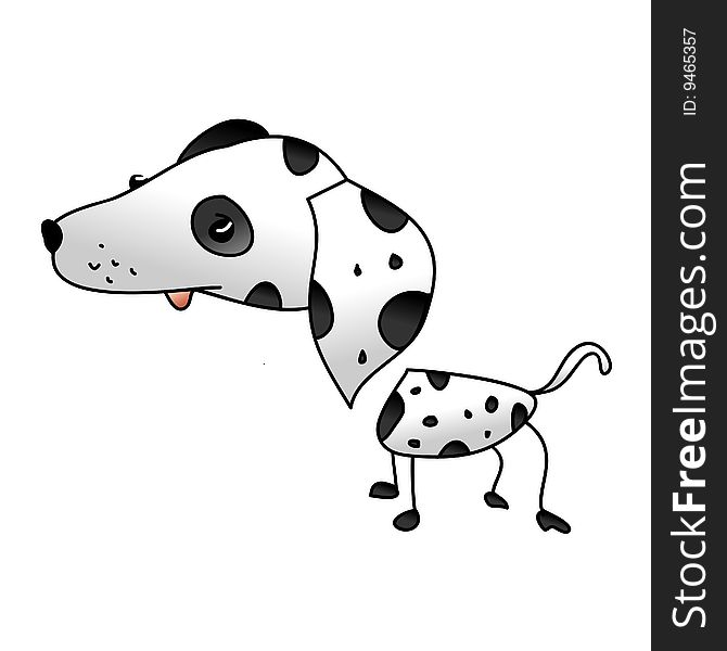 A childish vector illustration of a dalmatian dog isolated on white background.