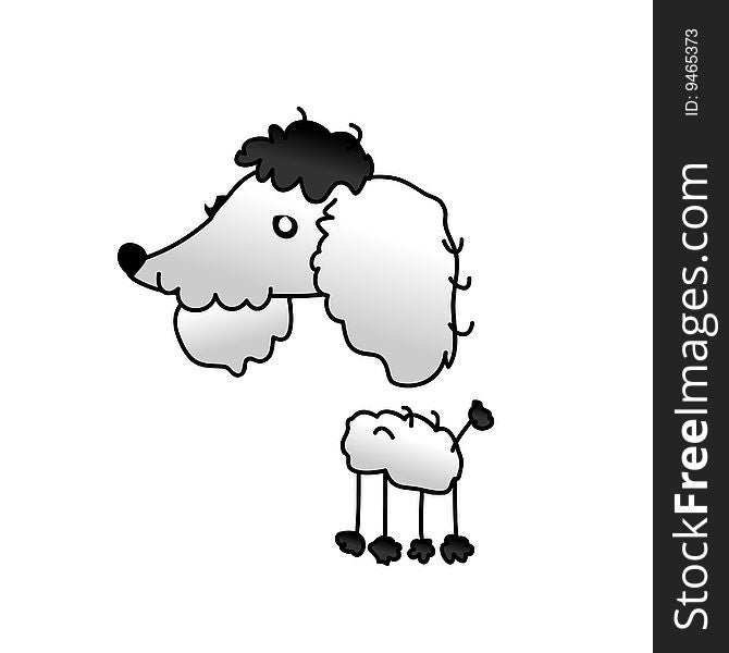 A childish vector illustration of a poodle dog isolated on white background.