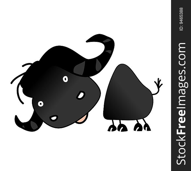 A childish vector illustration of a buffalo isolated on white background.