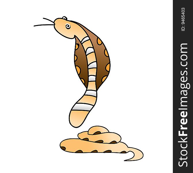 A childish vector illustration of a cobra snake isolated on white background.