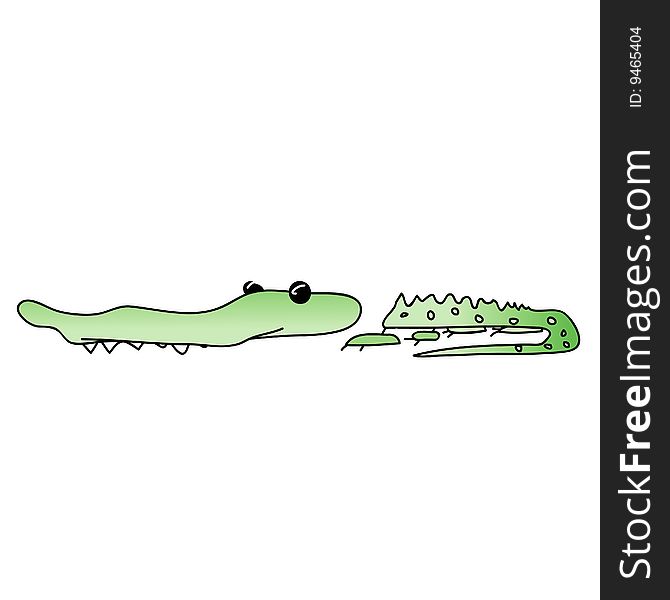 A childish vector illustration of a crocodile isolated on white background.