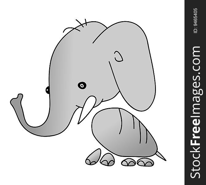 A childish vector illustration of a elephant isolated on white background.