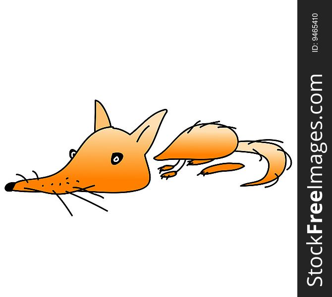 A childish vector illustration of a fox isolated on white background.