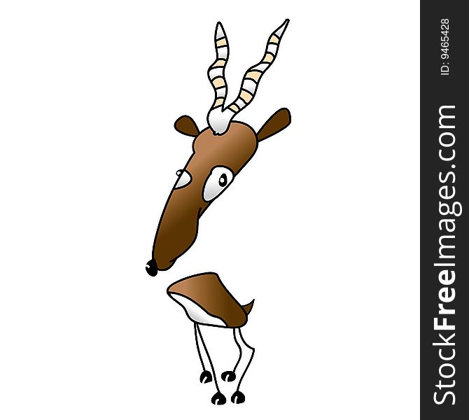 A childish vector illustration of an impala antelope isolated on white background.