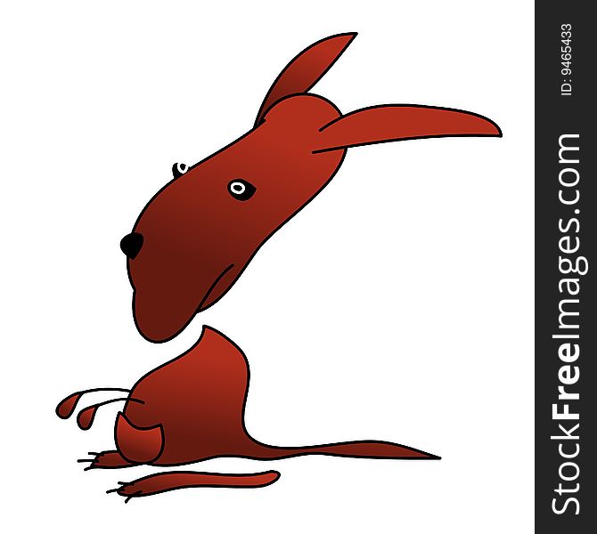 A childish vector illustration of a kangaroo isolated on white background.
