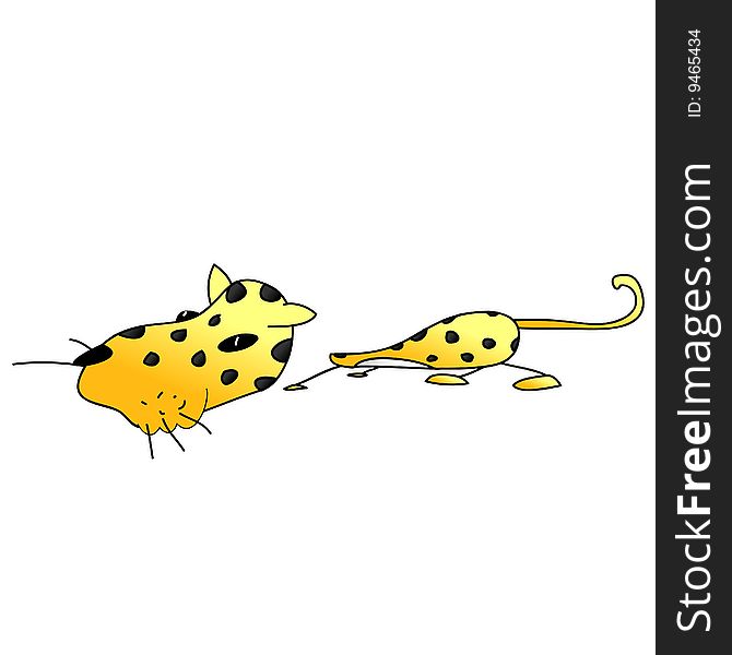 A childish vector illustration of a leopard isolated on white background.