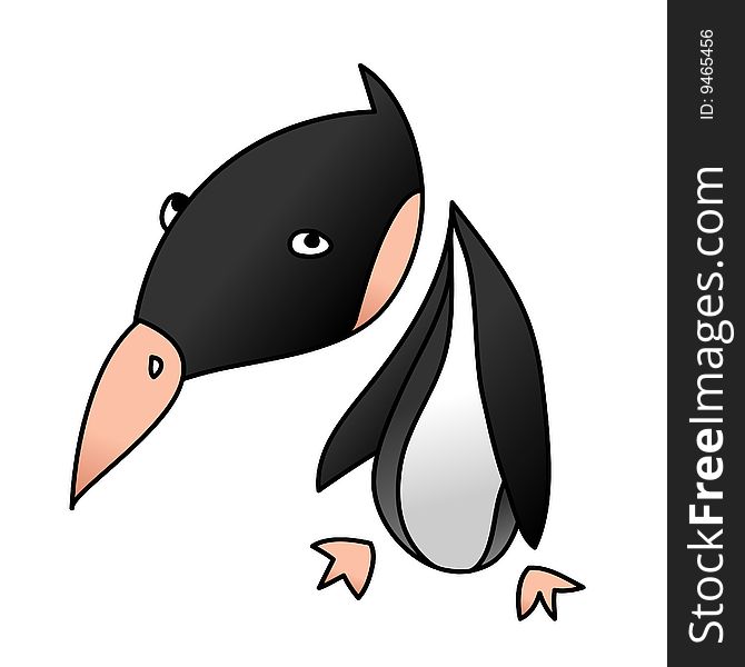 A childish vector illustration of a penguin isolated on white background.