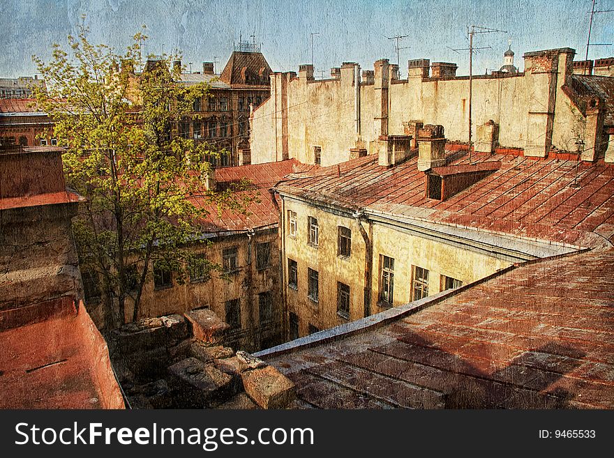 The old roof in the centre of St.Petersberg. The old roof in the centre of St.Petersberg